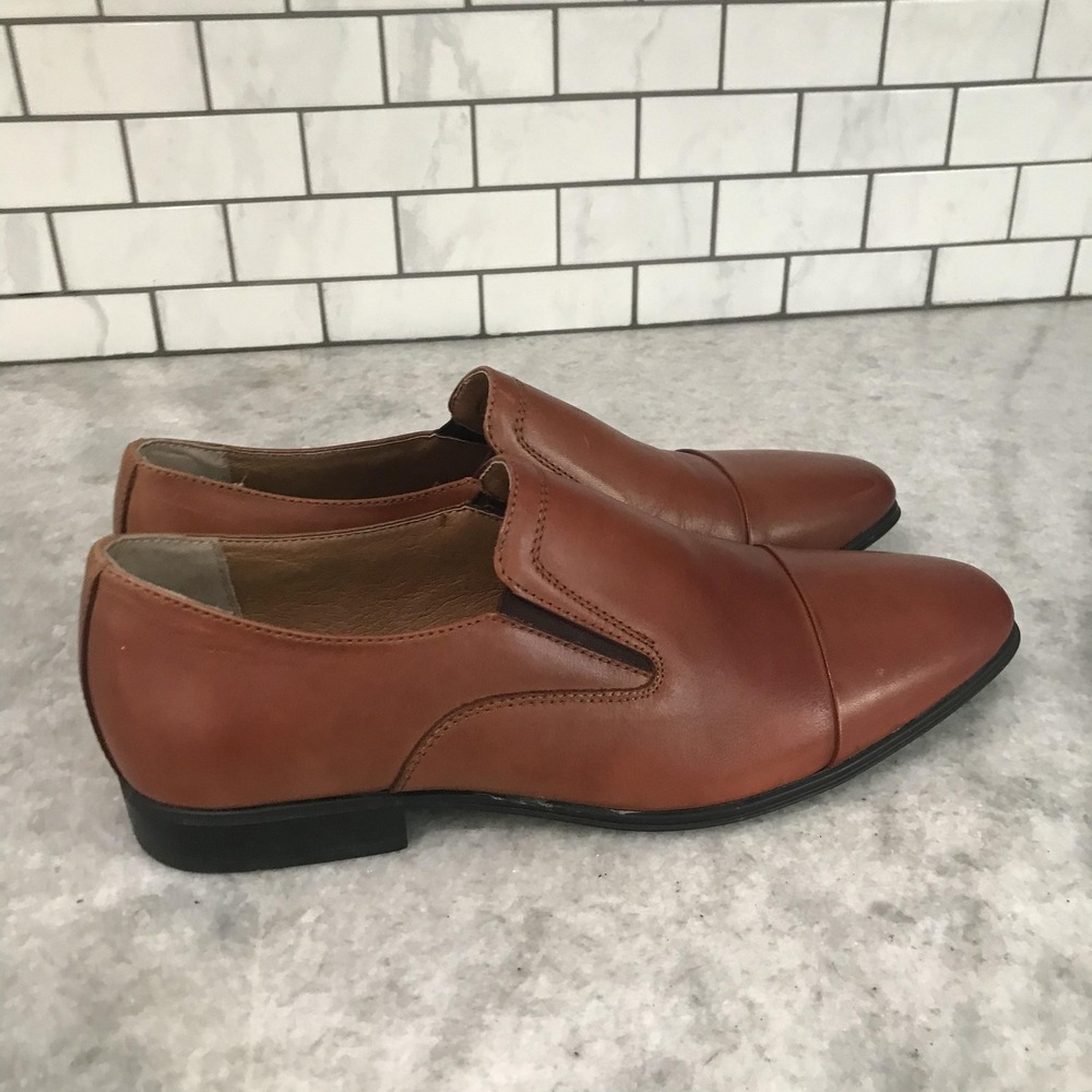 Giorgio Brutini Shoes Mens Size 10M Brown Leather Slip On Loafers Cap Toe